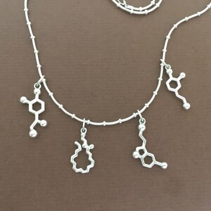 collar de flujo - serotonina dopamina anandamida norepinefrina pico molécula de estado - en plata de ley sólida