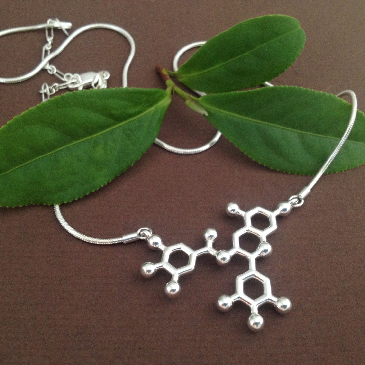 Green Tea Molecule EGCG Necklace in Solid Sterling Silver Etsy