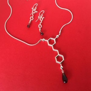 red wine resveratrol molecule necklace in solid sterling silver with garnet image 5