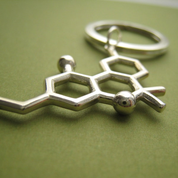 THC molecule keychain in solid sterling silver