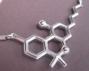 THC molecule necklace in solid sterling silver