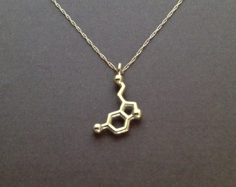 tiny serotonin necklace in solid 14K yellow gold