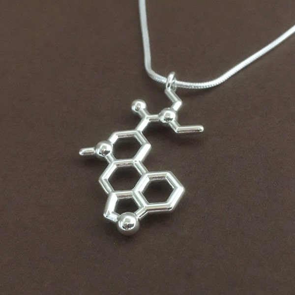 LSD molecule necklace in solid sterling silver