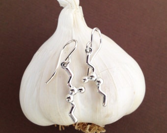 allicin - garlic molecule - earrings in solid sterling silver