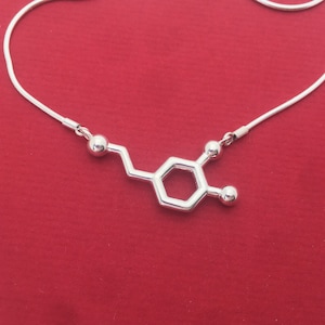 dopamine molecule necklace - love and pleasure - in solid sterling silver