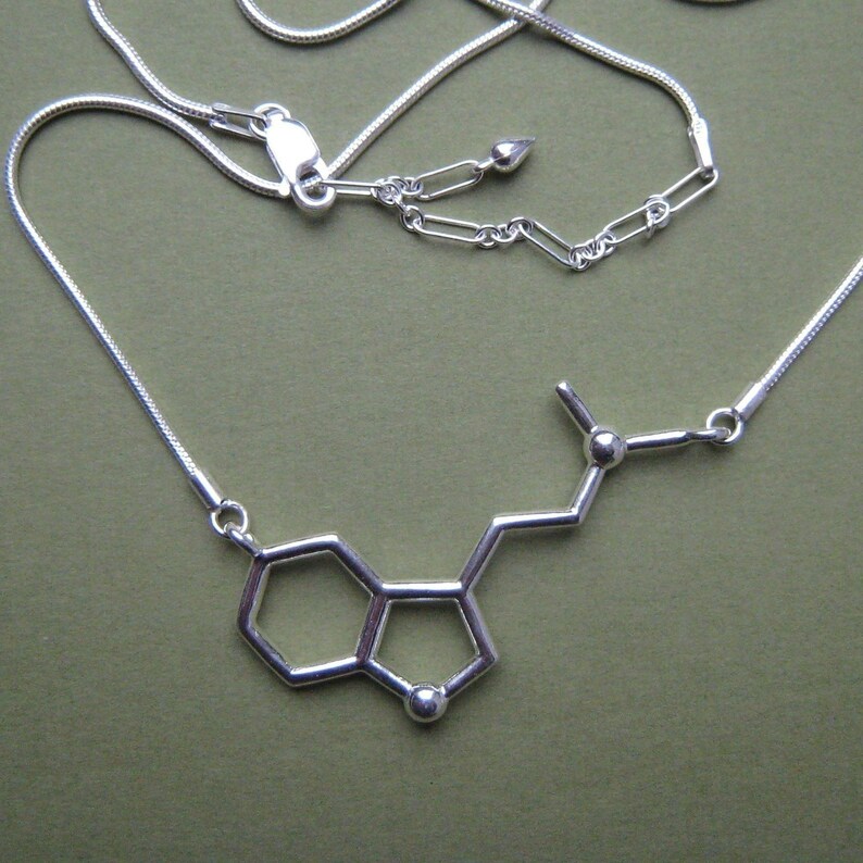 DMT molecule necklace in solid sterling silver image 3