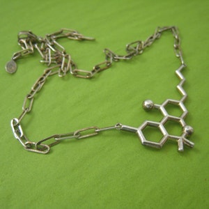 THC molecule necklace styled for men or women in solid sterling silver image 3