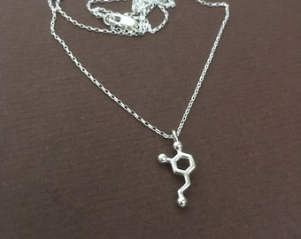 tiny dopamine necklace in solid sterling silver