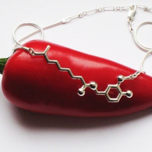 capsaicin chili pepper molecule necklace in solid sterling silver image 1