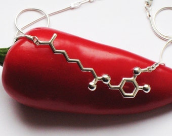 capsaicin - chili pepper molecule - necklace in solid sterling silver