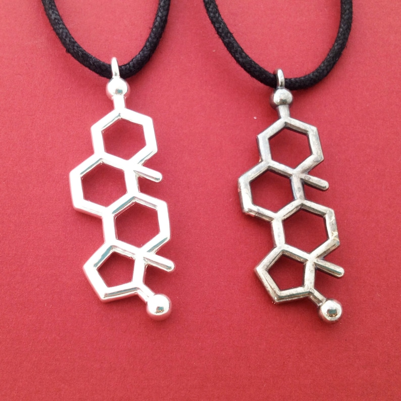 testosterone necklace molecule of drive and desire in solid sterling silver image 4