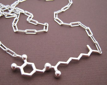 capsaicin molecule (chili pepper) necklace - styled for men