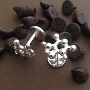 Theobromin Molekulare Manschettenknöpfe in massivem Sterling Silber