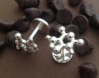 Theobromine Molecular Cufflinks in solid sterling silver