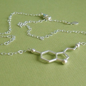 serotonin necklace for happiness with link chain in solid sterling silver image 3