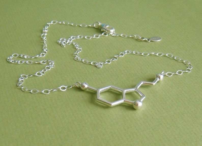 serotonin necklace for happiness with link chain in solid sterling silver image 3