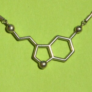 serotonin molecule necklace for happiness in solid sterling silver image 2