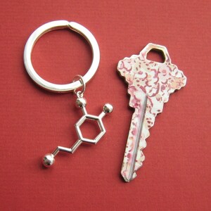 dopamine molecule keychain Love in solid sterling silver image 4
