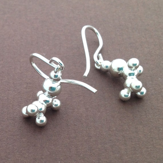 ethanol earrings - alcohol molecule - in solid sterling silver