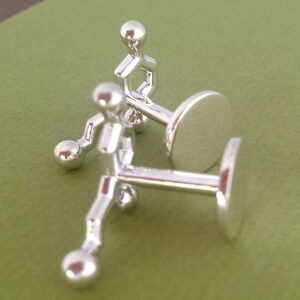 serotonin molecule cufflinks in solid sterling silver image 4