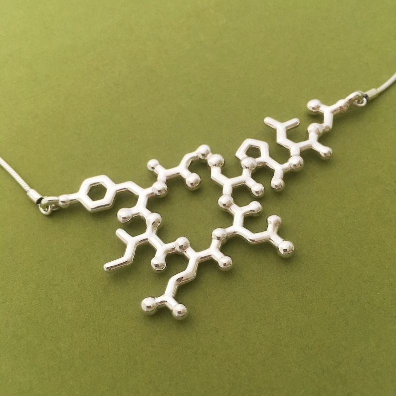 oxytocin necklace suspended trust, bonding, love in solid sterling silver image 1