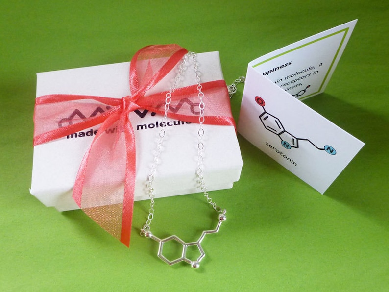 serotonin necklace for happiness with link chain in solid sterling silver image 5