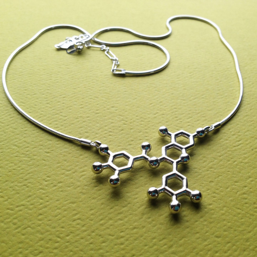 Green Tea Molecule EGCG Necklace in Solid Sterling Silver Etsy