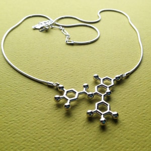 green tea molecule EGCG necklace in solid sterling silver