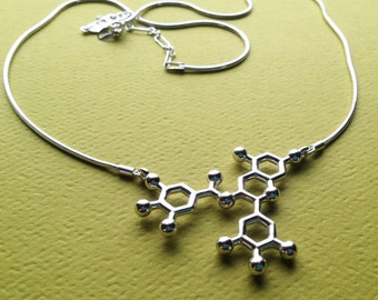 green tea molecule EGCG necklace in solid sterling silver