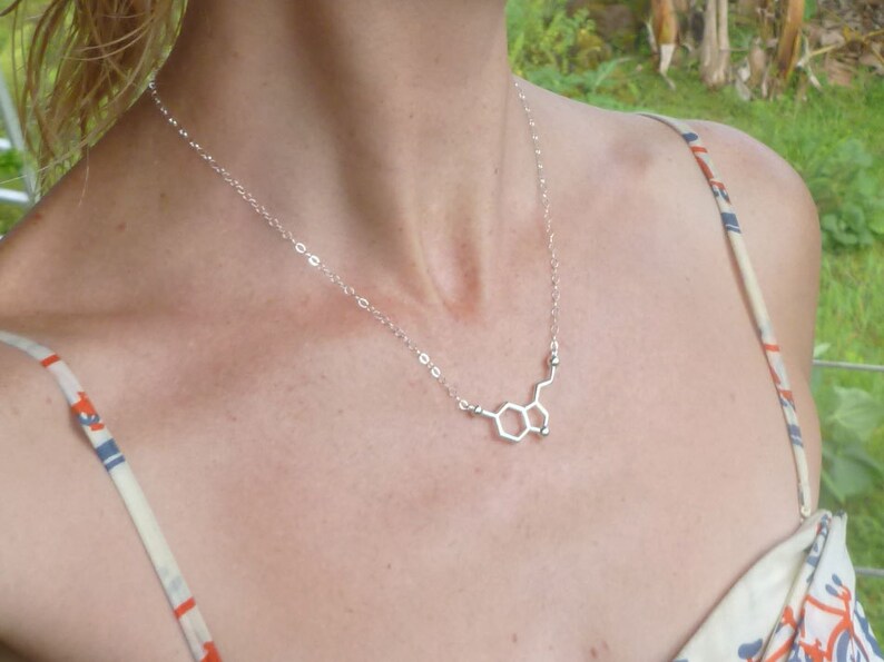 serotonin necklace for happiness with link chain in solid sterling silver image 4