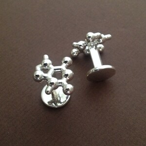 Theobromine Molecular Cufflinks in solid sterling silver image 2