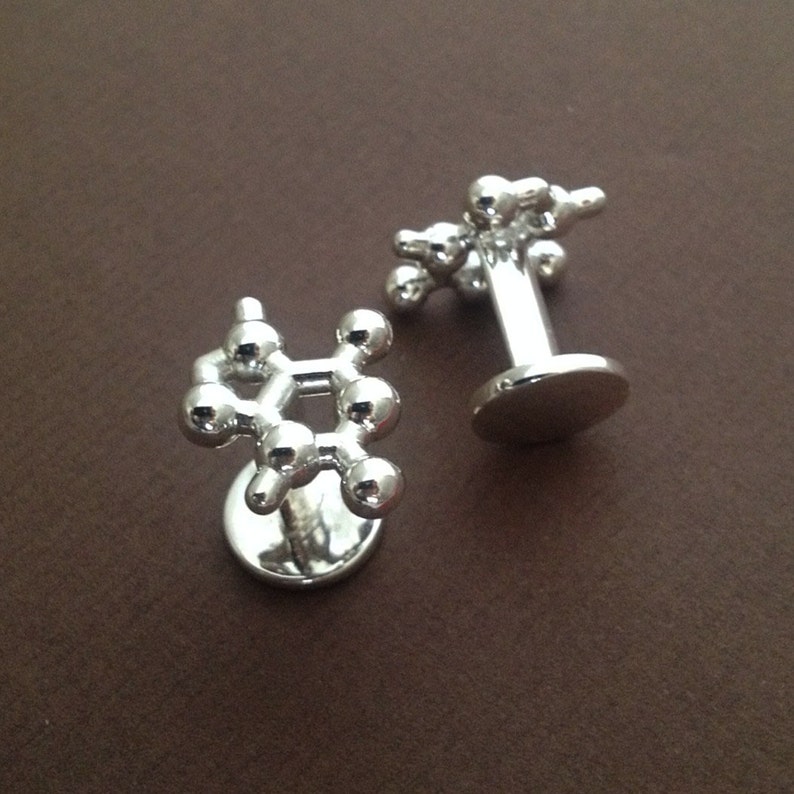 Theobromine Molecular Cufflinks in solid sterling silver image 2