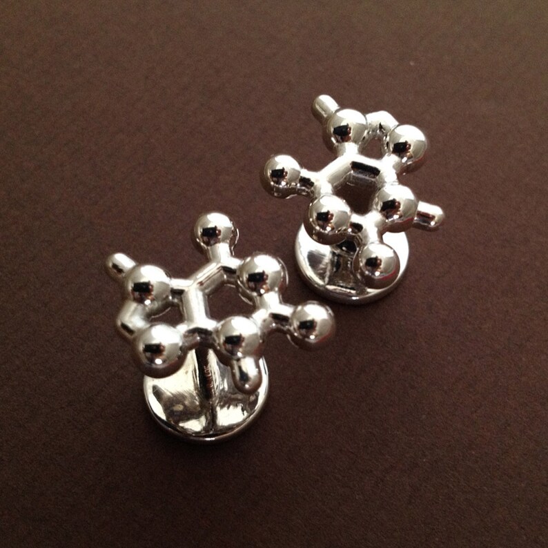 Theobromine Molecular Cufflinks in solid sterling silver image 4