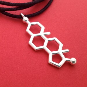 testosterone necklace molecule of drive and desire in solid sterling silver image 2