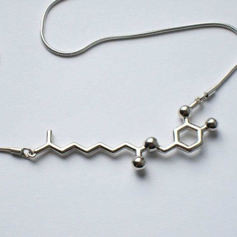 capsaicin chili pepper molecule necklace in solid sterling silver image 2