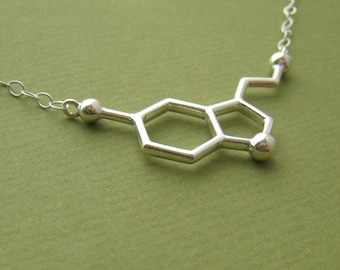 serotonin necklace - for happiness - with link chain - in solid sterling silver