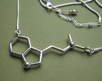 DMT molecule necklace in solid sterling silver