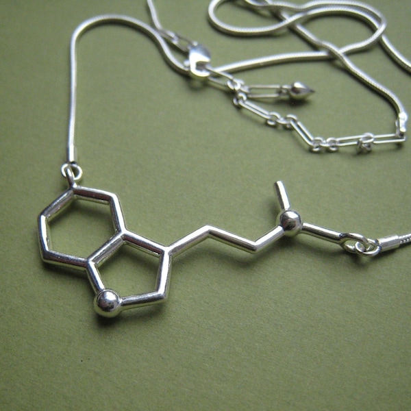DMT molecule necklace in solid sterling silver