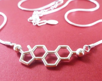 estrogen necklace in solid sterling silver