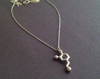 tiny dopamine necklace in solid 14K yellow gold