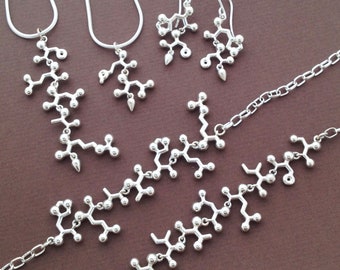 Collar o pendientes de aminoácidos con nombre o palabra personalizada