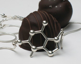 chocolate - theobromine molecule - necklace in solid sterling silver