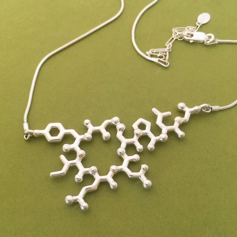 oxytocin necklace suspended trust, bonding, love in solid sterling silver image 2