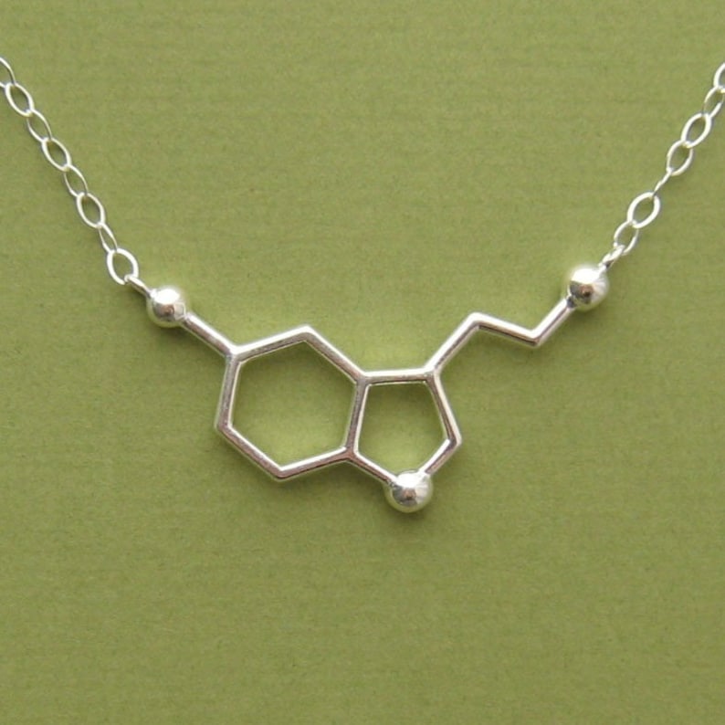 serotonin necklace for happiness with link chain in solid sterling silver image 2