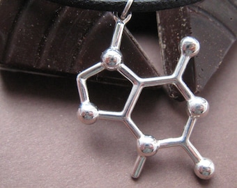 dangling theobromine (chocolate) necklace on cotton cord or silver chain