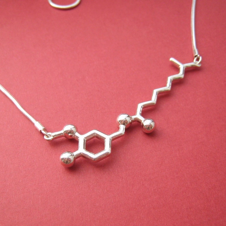 capsaicin chili pepper molecule necklace in solid sterling silver image 3
