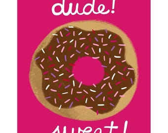 Dude Sweet Donut Art Print – 8x10 Chocolate Sprinkle Wall Decor