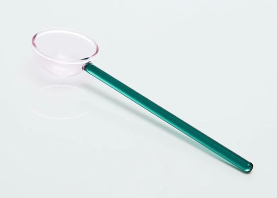 Handmade Borosilicate Glass Spoon: Long Handle Dessert Spoon