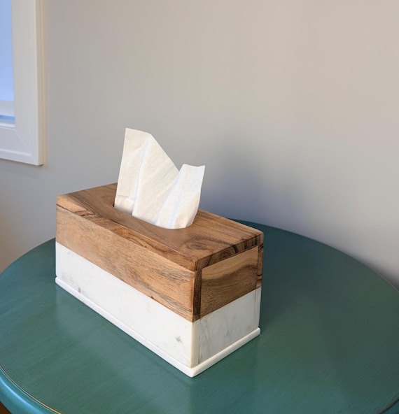 Marble Wood Tissue Box Holder | Custom Personalized Gift | Valentine’s Day Home Décor