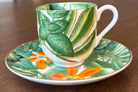 Tropical Porcelain turkish Coffee  or esspresso Cup with Saucer